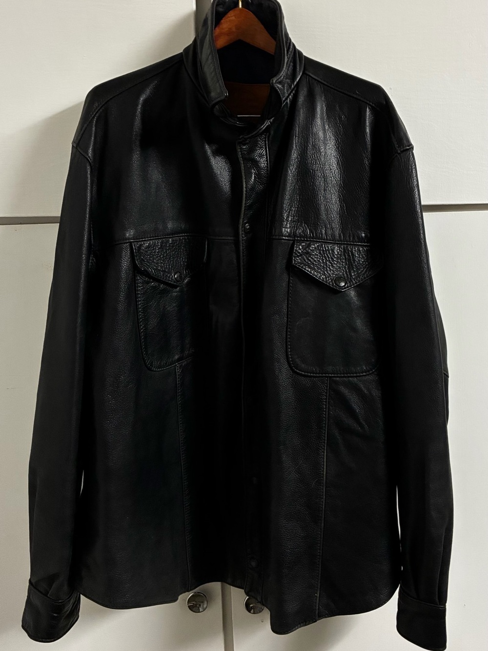Vintage Men’s XL Kerr Biker Black Leather Jacket. Made In U.S.A.   GOOD COND